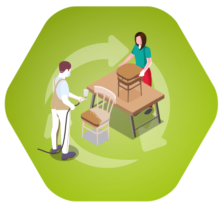 Inkoop, verkoop en revitalisatie van kantoormeubelen